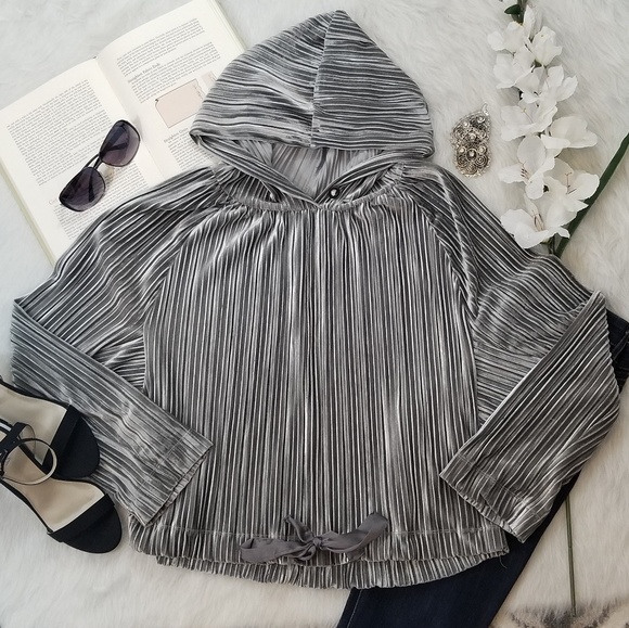 RACHEL Rachel Roy Tops - Rachel Roy Velvet Pleated Hoodie
